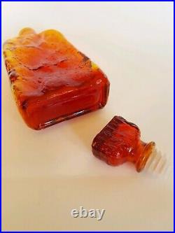 Orange /Red (Amberina) Vintage Italian Empoli Bark Glass Genie Bottle Decanter