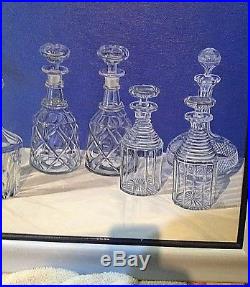 Original Oil Painting Glass Decanters by R Campbell 1998 Vintage