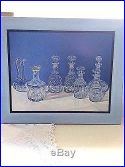 Original Oil Painting Glass Decanters by R Campbell 1998 Vintage