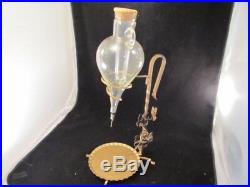 Ornate Metal and Glass Wine Decanter with Ice Insert Detailed Vintage