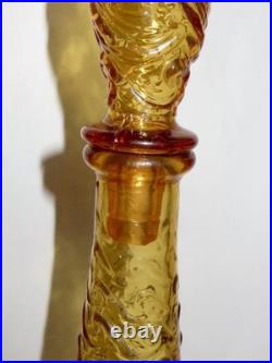 PAIR MCM Vintage Empoli Wave Design Genie Or Decanter Bottles With Stoppers ITALY