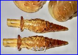 PAIR MCM Vintage Empoli Wave Design Genie Or Decanter Bottles With Stoppers ITALY
