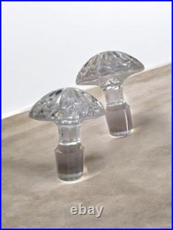 PAIR Vintage Decanter Pressedl Glass & Pressed w Stoppers 15 Tall