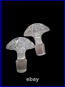 PAIR Vintage Decanter Pressedl Glass & Pressed w Stoppers 15 Tall