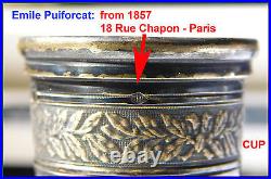 PUIFORCAT FRENCH Vintage Silver STERLING Engraved Liquor Flask Opera RARE