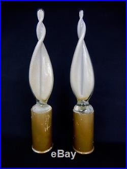 Pair Large Vintage Murano Art Glass Lamp Finials Decanter Stoppers