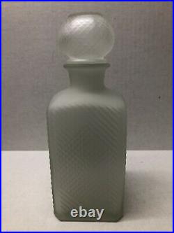 Pair Of Vintage 4/5 Quart Frosted Glass Liquor Decanters with Stoppers