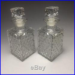 Pair Of Vintage Fostoria American Whiskey & Rye Liquor Decanters