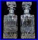 Pair-Set-of-2-Vintage-Square-Crystal-Glass-Whiskey-Bar-Decanters-with-Stoppers-01-uu