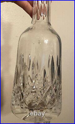 Pair Vintage Heavy Cut Crystal Glass Liquor Wine Decanters w Stoppers 14.75