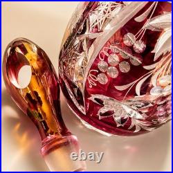 Pair of 14 vintage Nachtmann Cranberry cut to clear Crystal decanters STUNNING