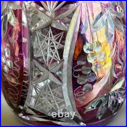 Pair of 14 vintage Nachtmann Cranberry cut to clear Crystal decanters STUNNING