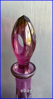 Pair of 14 vintage Nachtmann Cranberry cut to clear Crystal decanters STUNNING