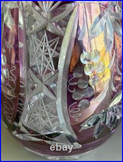 Pair of 14 vintage Nachtmann Cranberry cut to clear Crystal decanters STUNNING