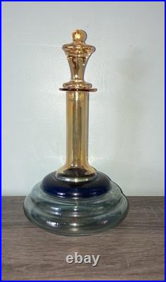 Pair of MCM Vintage Rainbow Glass Decanters with Original Stickers