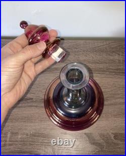 Pair of MCM Vintage Rainbow Glass Decanters with Original Stickers