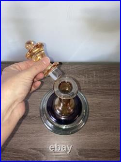 Pair of MCM Vintage Rainbow Glass Decanters with Original Stickers