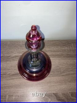 Pair of MCM Vintage Rainbow Glass Decanters with Original Stickers