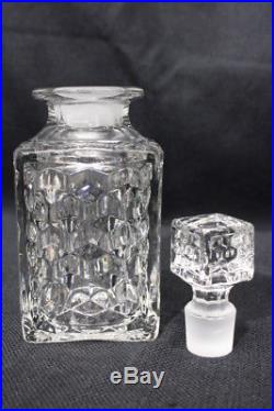 Pair of Vintage Fostoria American Handmade Square Glass Whiskey 8 Oz. Decanters