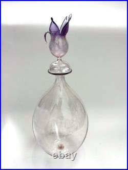 Parise Vetro Italy Hand Blown Art Glass Decanter Amethyst Stopper Vintage