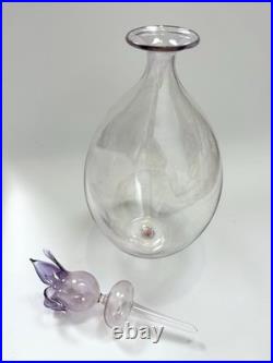 Parise Vetro Italy Hand Blown Art Glass Decanter Amethyst Stopper Vintage