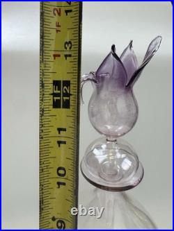Parise Vetro Italy Hand Blown Art Glass Decanter Amethyst Stopper Vintage