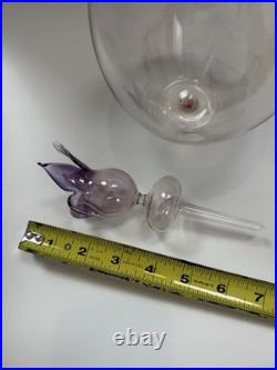 Parise Vetro Italy Hand Blown Art Glass Decanter Amethyst Stopper Vintage
