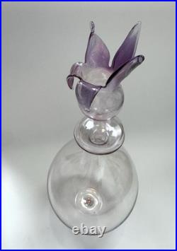 Parise Vetro Italy Hand Blown Art Glass Decanter Amethyst Stopper Vintage