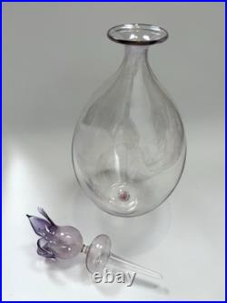 Parise Vetro Italy Hand Blown Art Glass Decanter Amethyst Stopper Vintage