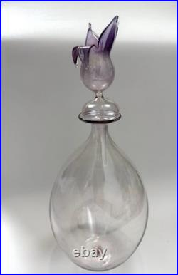 Parise Vetro Italy Hand Blown Art Glass Decanter Amethyst Stopper Vintage