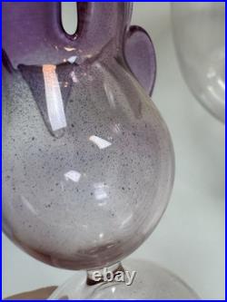 Parise Vetro Italy Hand Blown Art Glass Decanter Amethyst Stopper Vintage Parise Vetro Italy Hand Blown Art Glass Decanter Amethyst Stopper Vintage