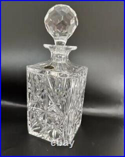 Portugal Full Lead Crystal Hand Cut Whiskey Decanter, Vintage New W Tag