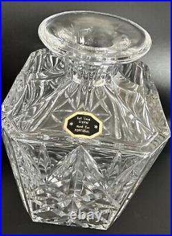 Portugal Full Lead Crystal Hand Cut Whiskey Decanter, Vintage New W Tag