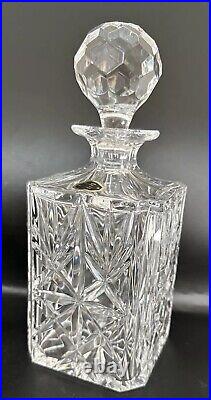 Portugal Full Lead Crystal Hand Cut Whiskey Decanter, Vintage New W Tag