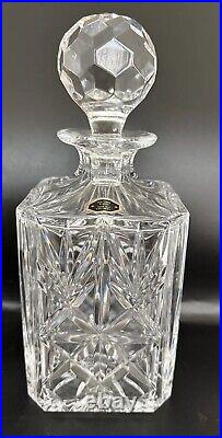 Portugal Full Lead Crystal Hand Cut Whiskey Decanter, Vintage New W Tag