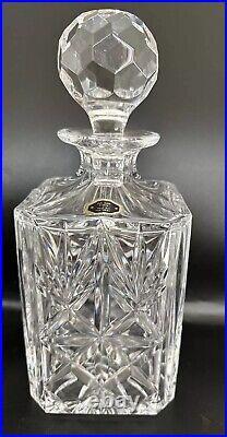 Portugal Full Lead Crystal Hand Cut Whiskey Decanter, Vintage New W Tag