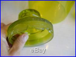 Pr Hand Blown Glass Decanters JAR Uranium Vaseline Takahashi Vtg Blenko biscuit