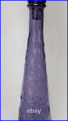 Purple Amethyst Crinkle Genie Bottle Decanter 1960s Glass Vintage Empoli