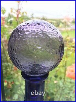 Purple Hobnail Genie Bottle Decanter 1960s Glass Vintage Empoli 47cm MCM