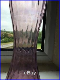 Purple Hour Glass Vintage MCM Italian Empoli Genie Bottle Decanter Glass