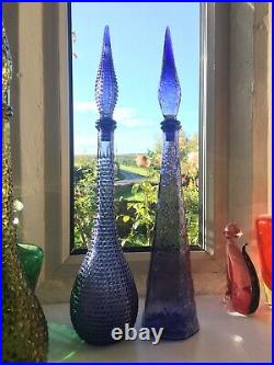 Purple Lavender Crinkle Genie Bottle Decanter 1960s Glass Vintage Empoli