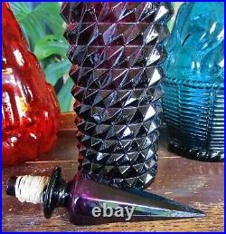 Purple Pineapple Retro Vintage Italian Art Glass Genie Bottle Decanter & Stopper