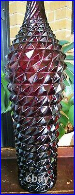 Purple Pineapple Retro Vintage Italian Art Glass Genie Bottle Decanter & Stopper