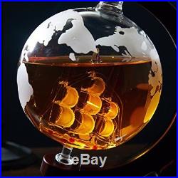 Quality Bar Wine Liquor Whiskey Scotch Decanter Glass Vintage Globe Drink Set