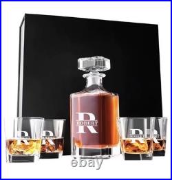 Quality Engraved Crystal Whiskey Decanter Whiskey Glasses Birthday Whiskey Gift