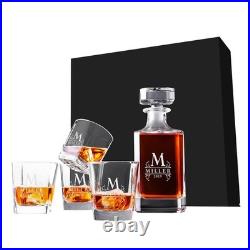 Quality Engraved Crystal Whiskey Decanter Whiskey Glasses Birthday Whiskey Gift