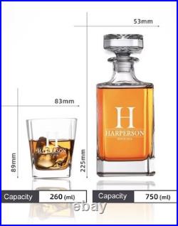 Quality Engraved Crystal Whiskey Decanter Whiskey Glasses Birthday Whiskey Gift