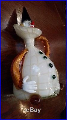RARE! 11 Vintage Murano Hand Blown Art Glass Clown Decanter Jug withStopper