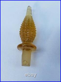 RARE Italian Empoli Amber Diamond Hobnail Genie Decanter Bottle Mini 8 Vintage