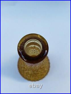 RARE Italian Empoli Amber Diamond Hobnail Genie Decanter Bottle Mini 8 Vintage